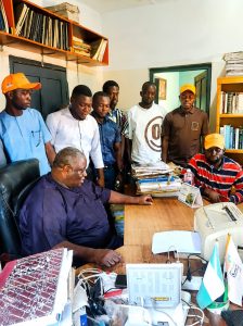 Forum of university student leaders from the JS Tarka University of Agriculture, Makurdi and the Benue State University, Makurdi pose for a photograph with the Director General, Sebastine Tar. Hon Campaign Organisation, Dr Ngutor Anyam FNIVS (seated) in the latter's office in Makurdi on Tuesday.
